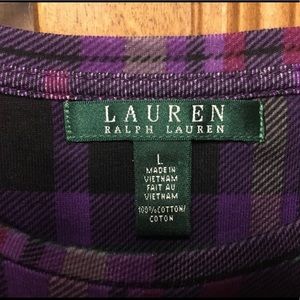 EUC Beautiful Lauren Ralph Lauren LS Plaid Top, Size L